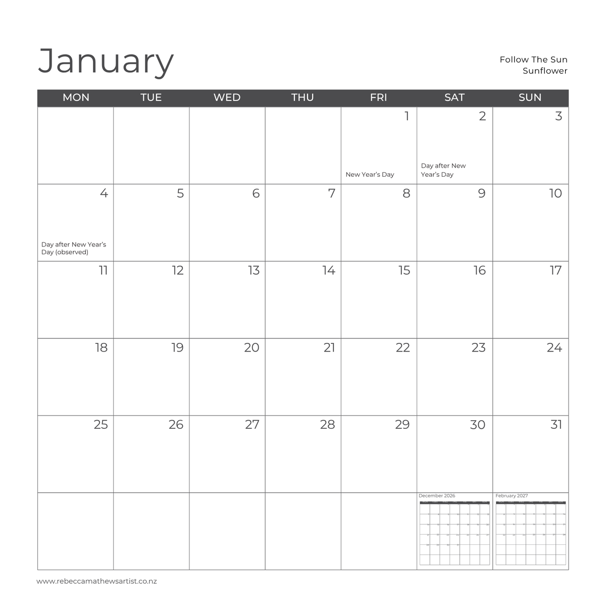 2027 Calendar (Pre-Order)