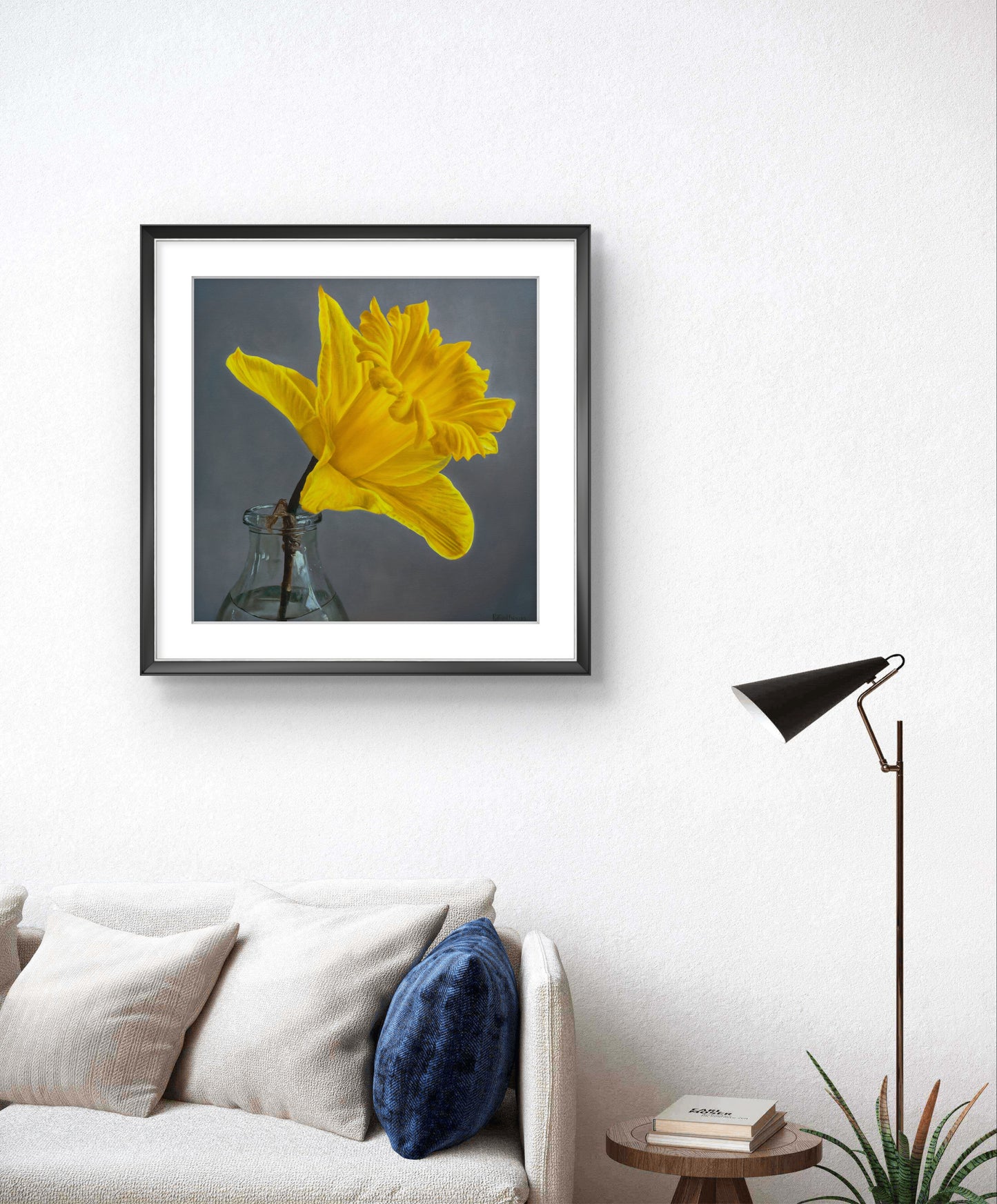 Limited edition daffodil print on wall – NZ floral art for home decor